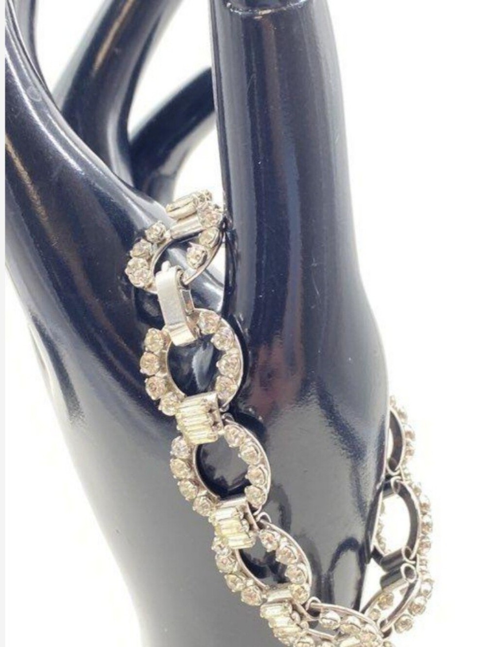 Vintage Krementz Silver Tone Rhinestone - Bracelet Link